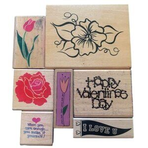 Rubber Stamps Valentines Flowers & Phrases Crafting Fun